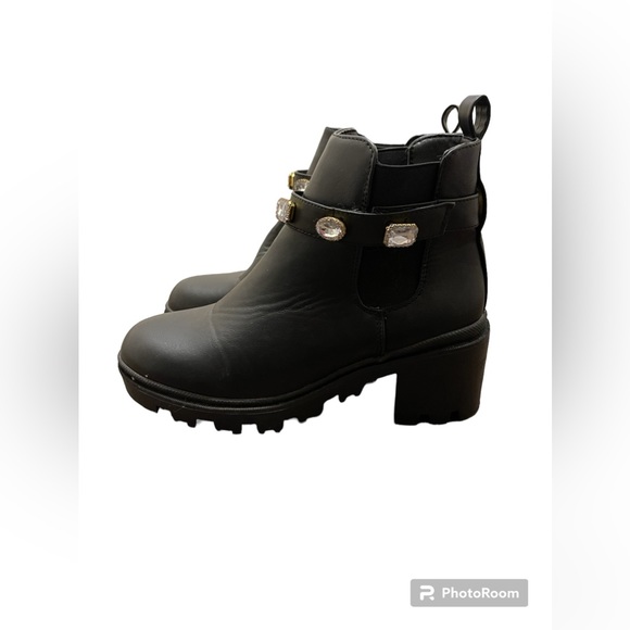 JCP Brand Black Chunky Bootie with Jewels - Picture 3 of 6